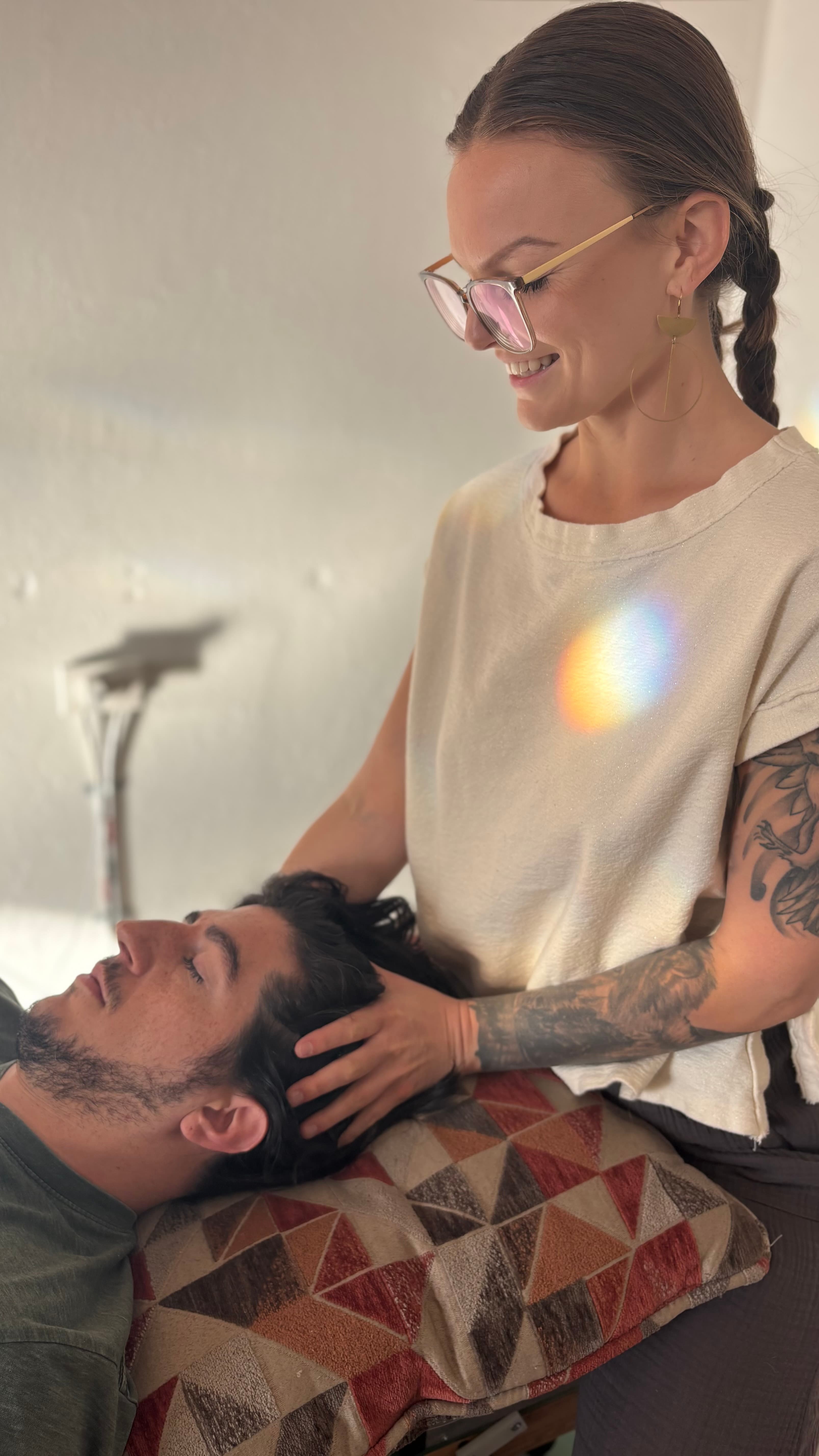 Dr. Hannah performing a chiropractic adjustment