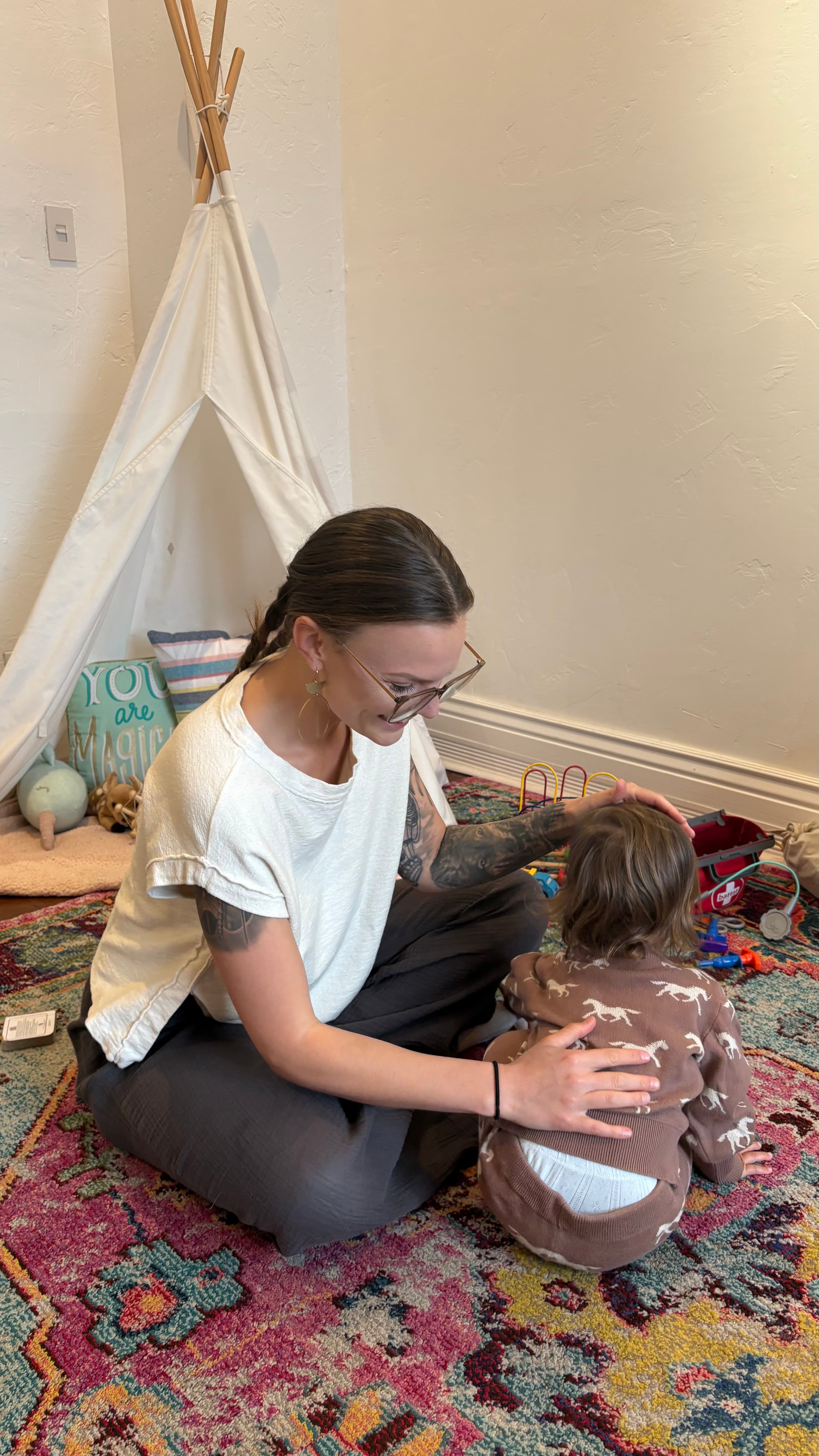 Dr. Hannah with a young patient